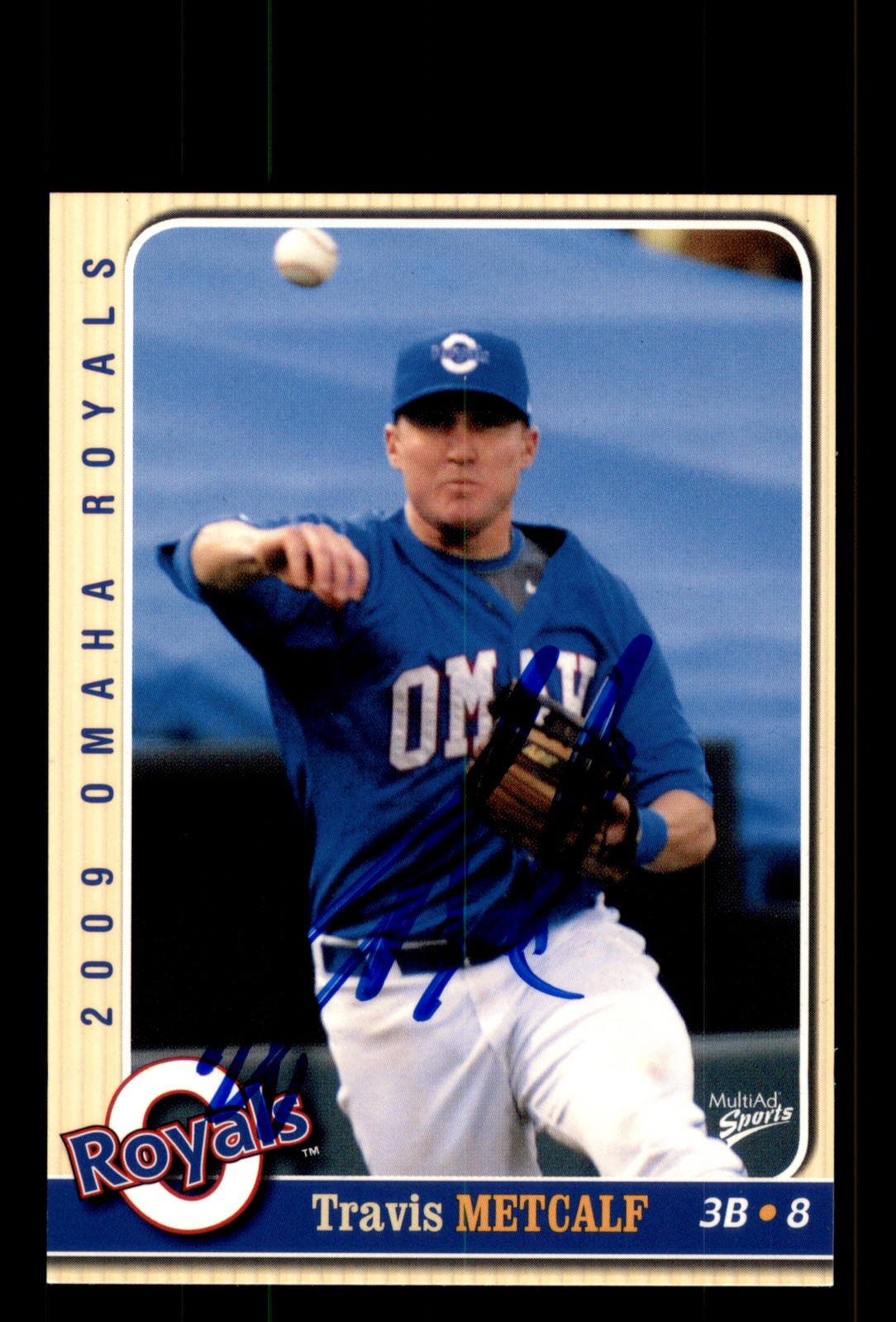 Signed Baseball Card Auto Travis Metcalf 2009 MultiAd Omaha Royals