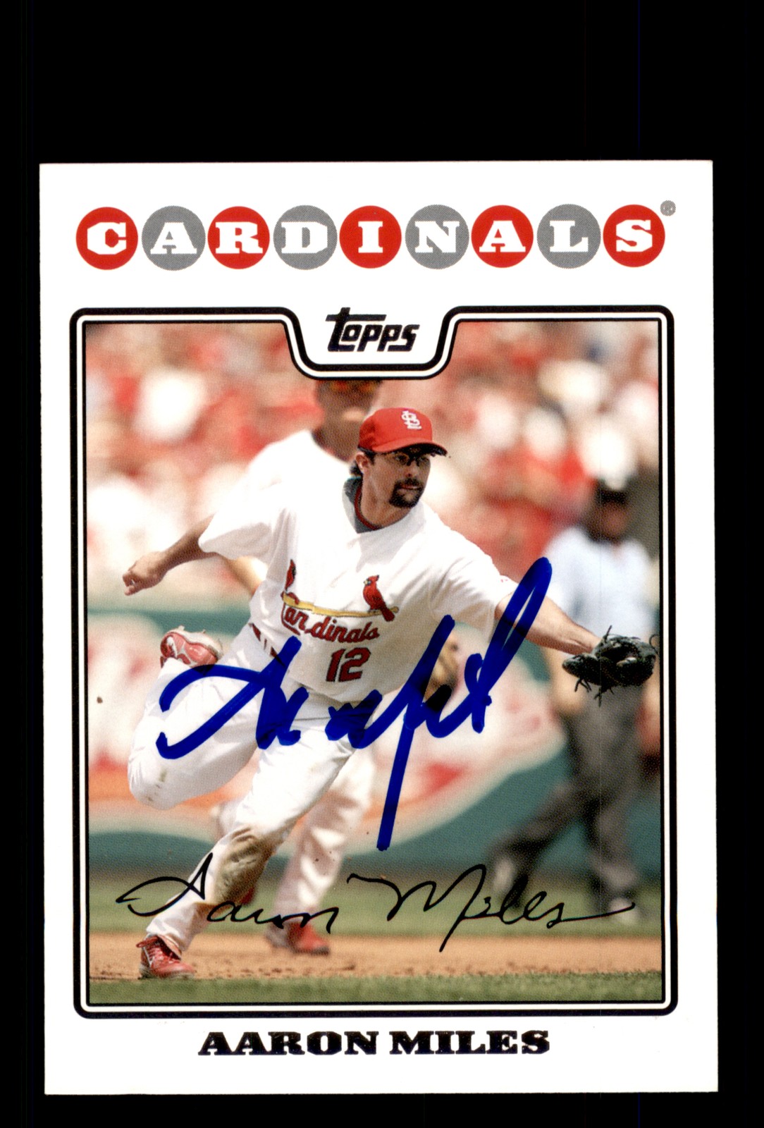 Signed Baseball Card Auto Aaron Miles 2008 Topps #UH295 St. Louis Cardinals