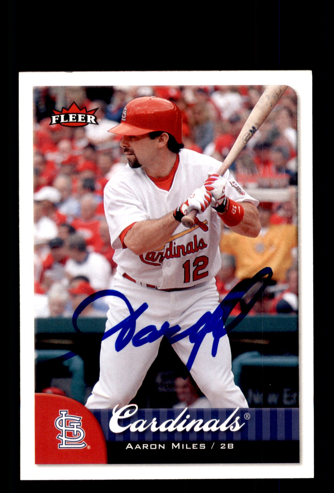 Signed Baseball Card Auto Aaron Miles 2007 Fleer #52 St. Louis Cardinals