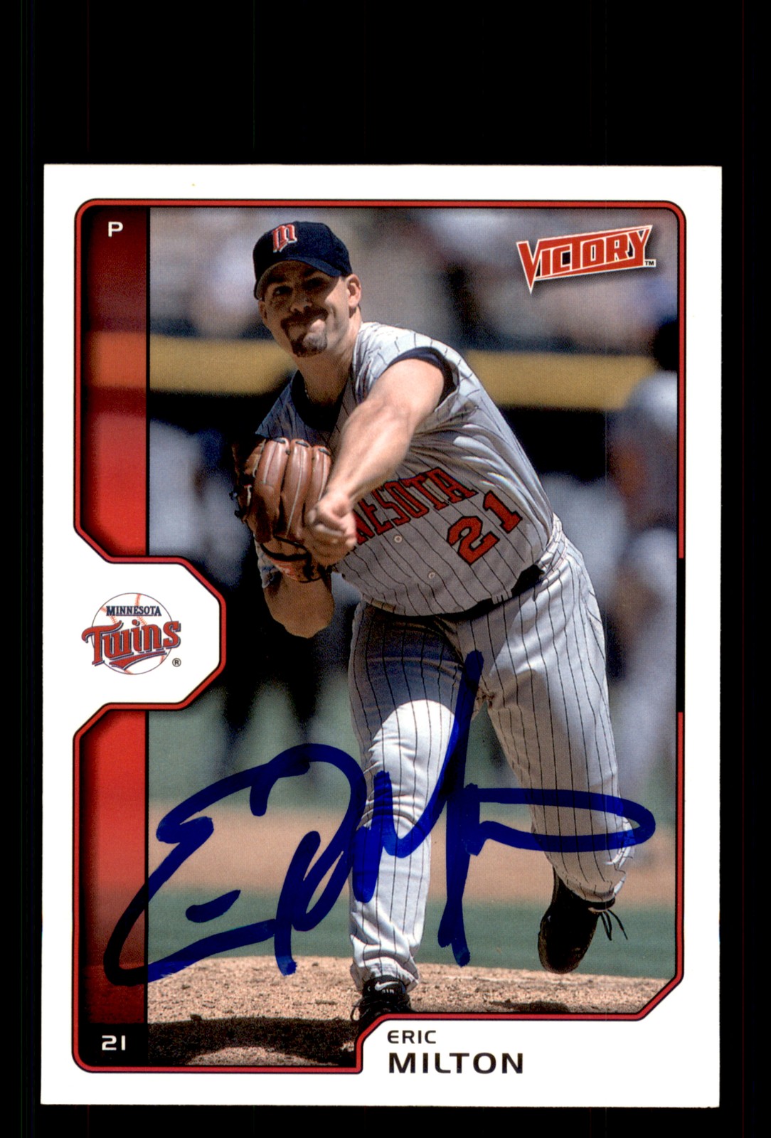 Signed Baseball Card Auto Eric Milton 2002 Upper Deck Victory #198 Twins