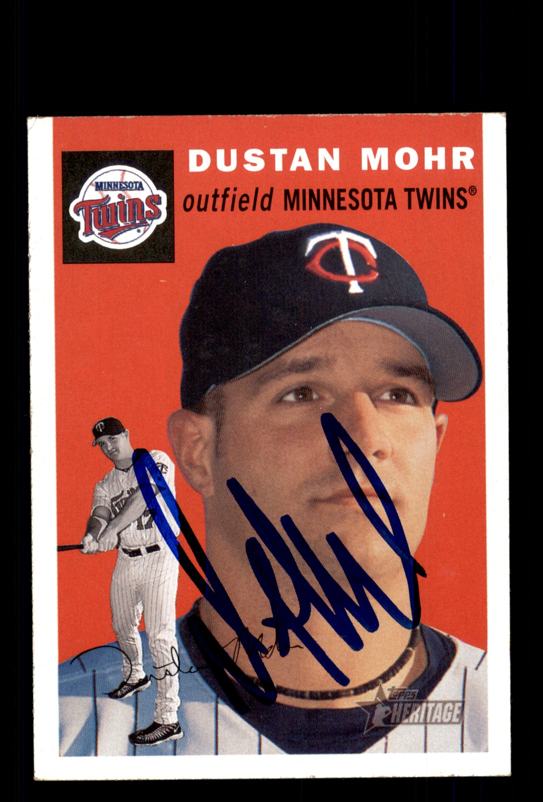 Signed Baseball Card Auto Dustan Mohr 2003 Topps Heritage #47 Minnesota Twins
