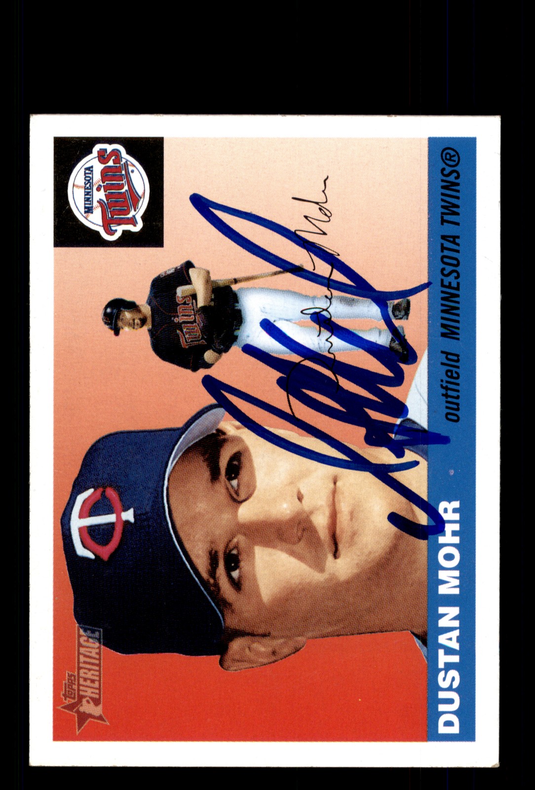 Signed Baseball Card Auto Dustan Mohr 2004 Topps Heritage #14 Minnesota Twins