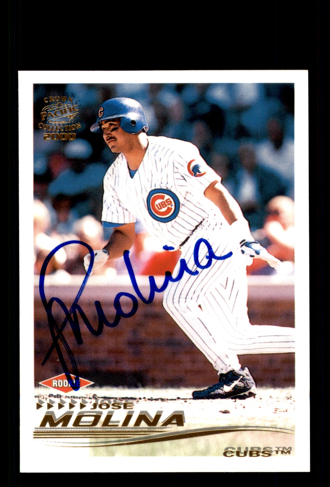 Signed Baseball Card Auto Jose Molina 2000 Pacific Crown #50 Chicago Cubs