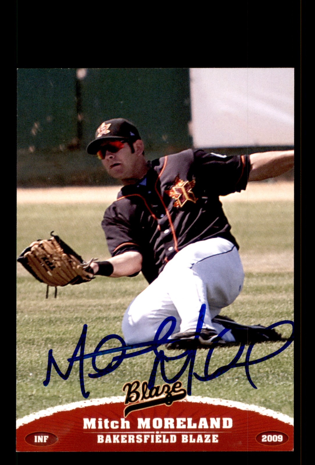 Signed Baseball Card Auto Mitch Moreland 2009 Grandstand Bakersfield Blaze