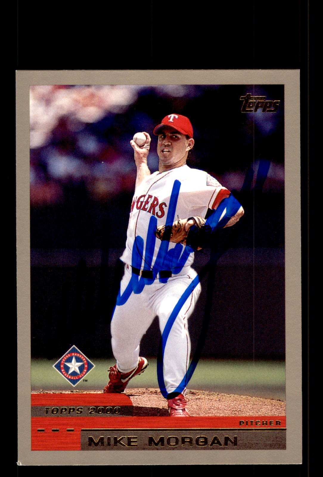 Signed Baseball Card Auto Mike Morgan 2000 Topps #195 Texas Rangers