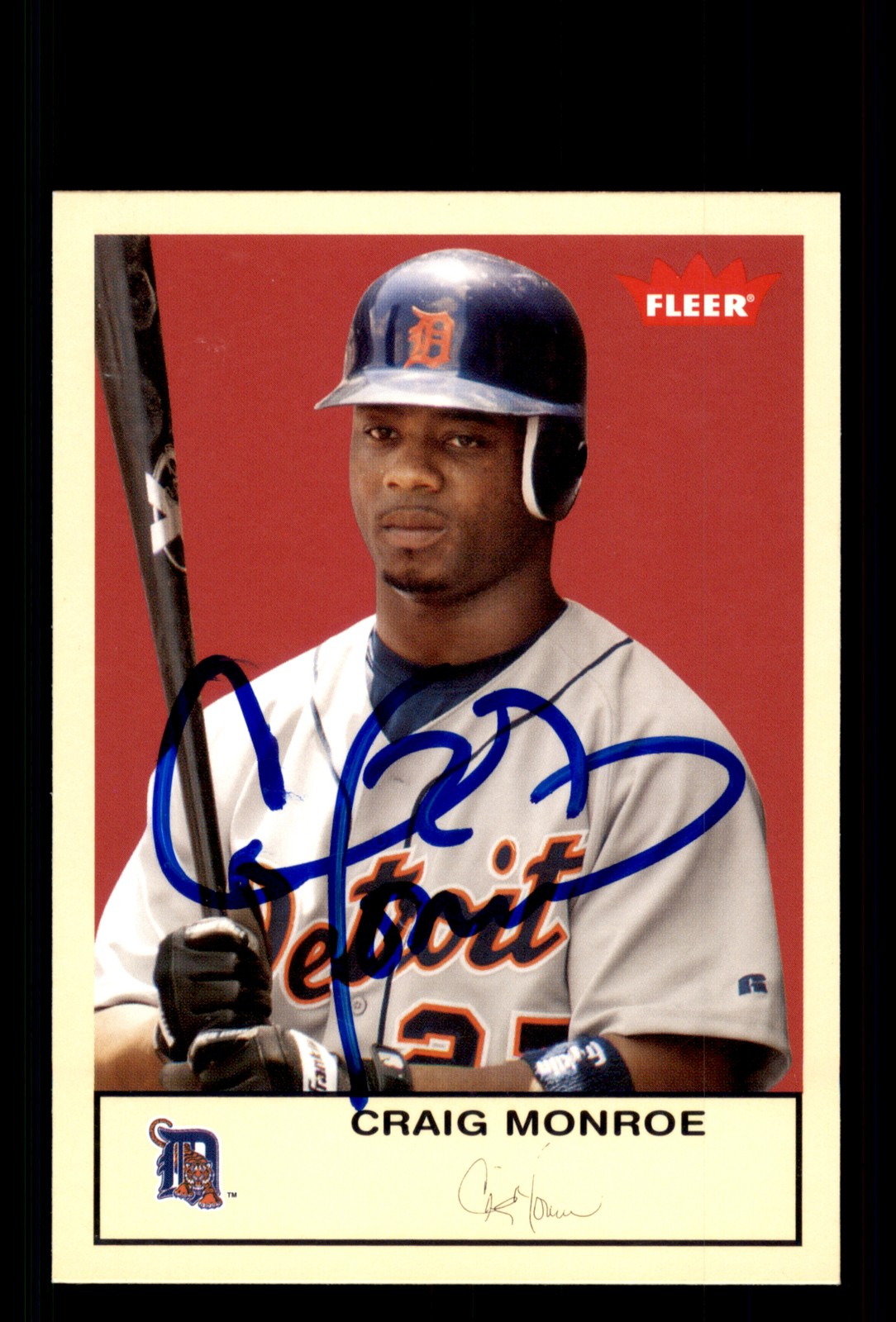 Signed Baseball Card Auto Craig Monroe 2005 Fleer Tradition #189 Detroit Tigers