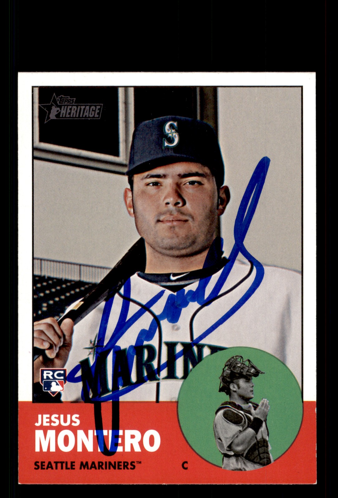 Signed Baseball Card Auto Jesus Montero 2012 Topps Heritage #60 Seattle Mariners