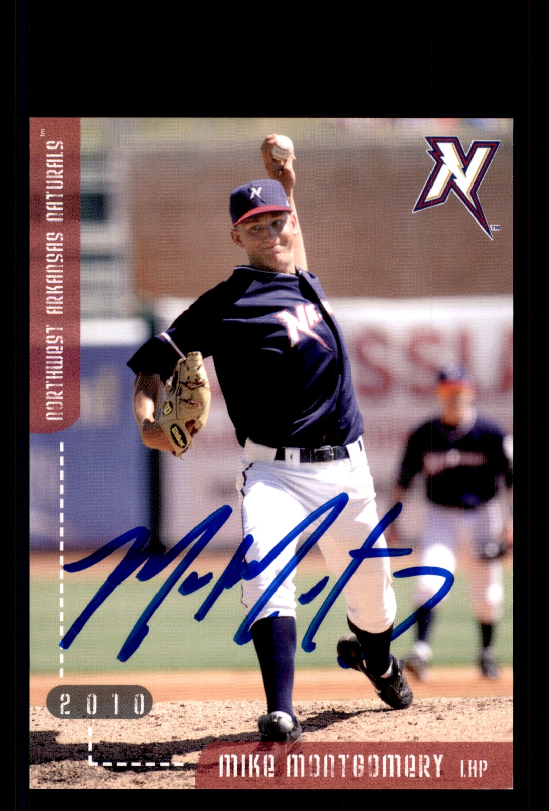 Signed Baseball Card Auto Mike Montgomery 2010 Northwest Arkansas Naturals