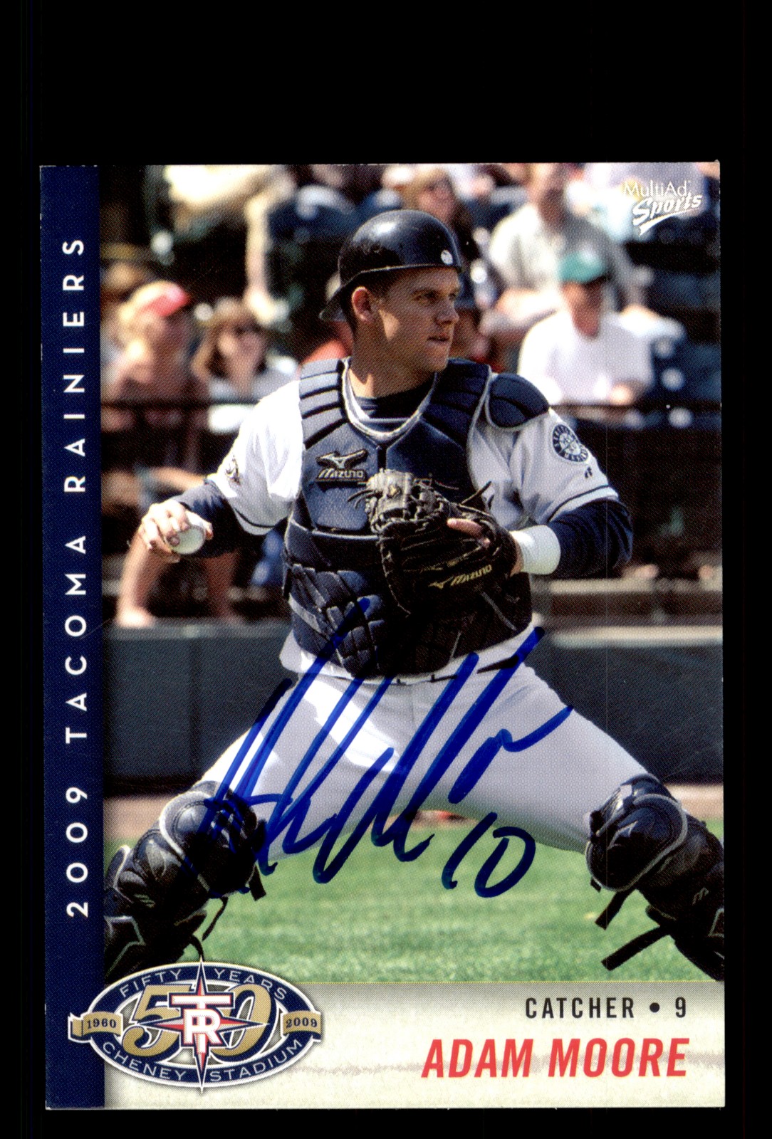 Signed Baseball Card Auto Adam Moore 2009 MultiAd Tacoma Rainiers