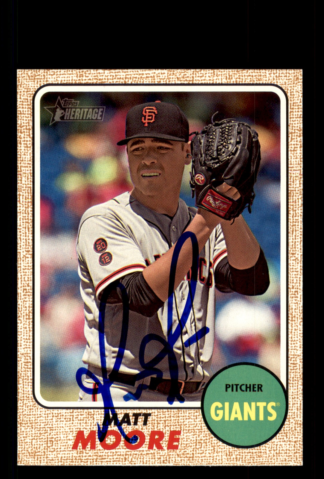 Signed Baseball Card Auto Matt Moore 2017 Topps Heritage #391 Giants