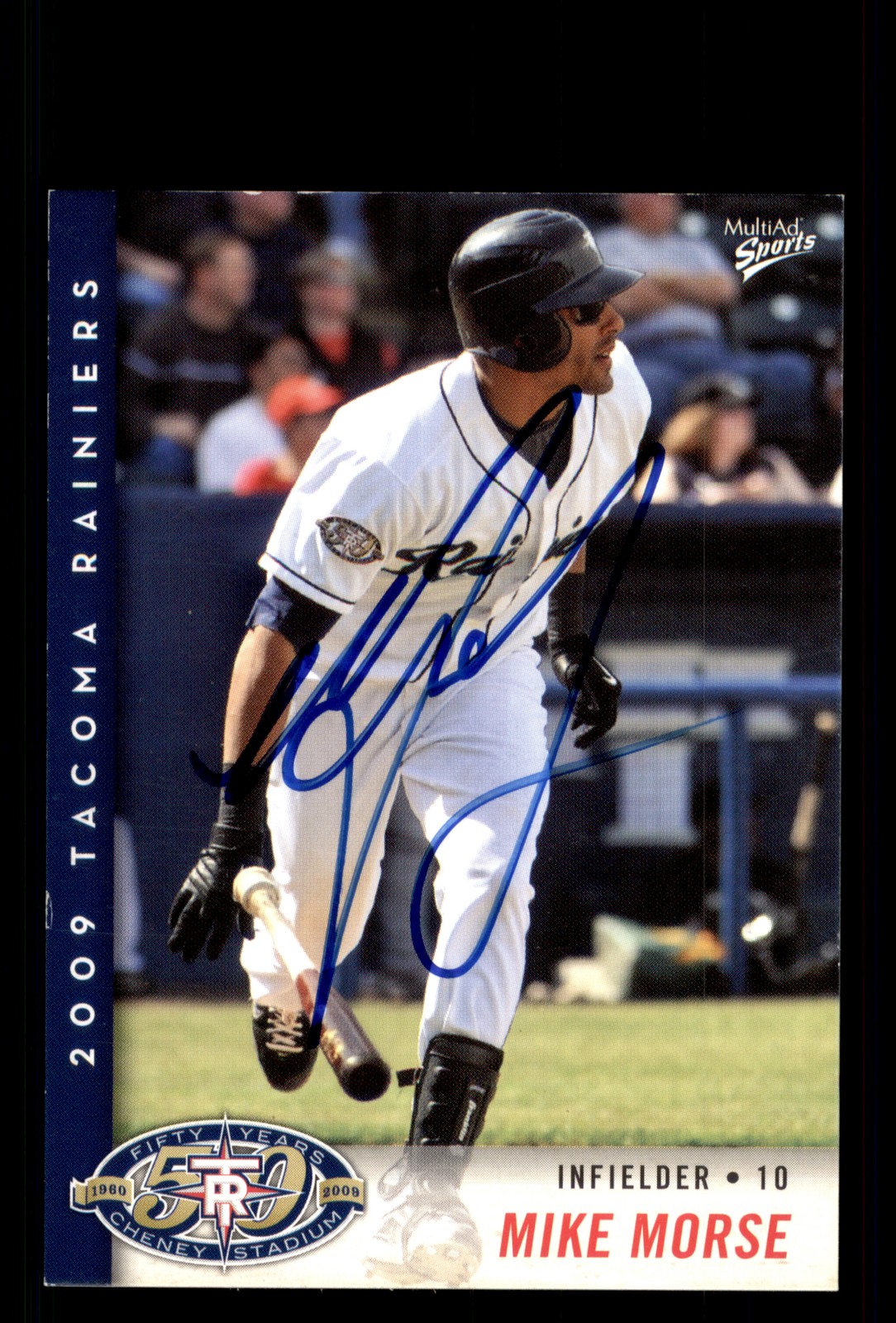 Signed Baseball Card Auto Mike Morse 2009 MultiAd Tacoma Rainiers