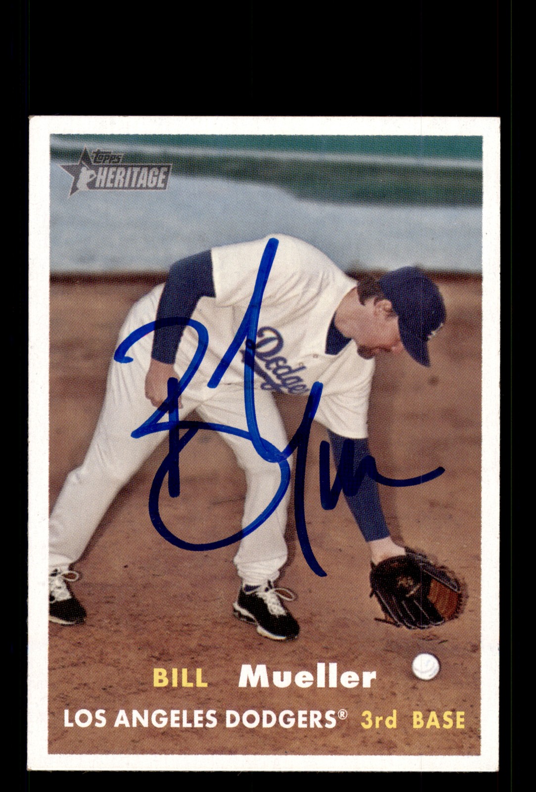 Signed Baseball Card Auto Bill Mueller 2006 Topps Heritage #172 Dodgers