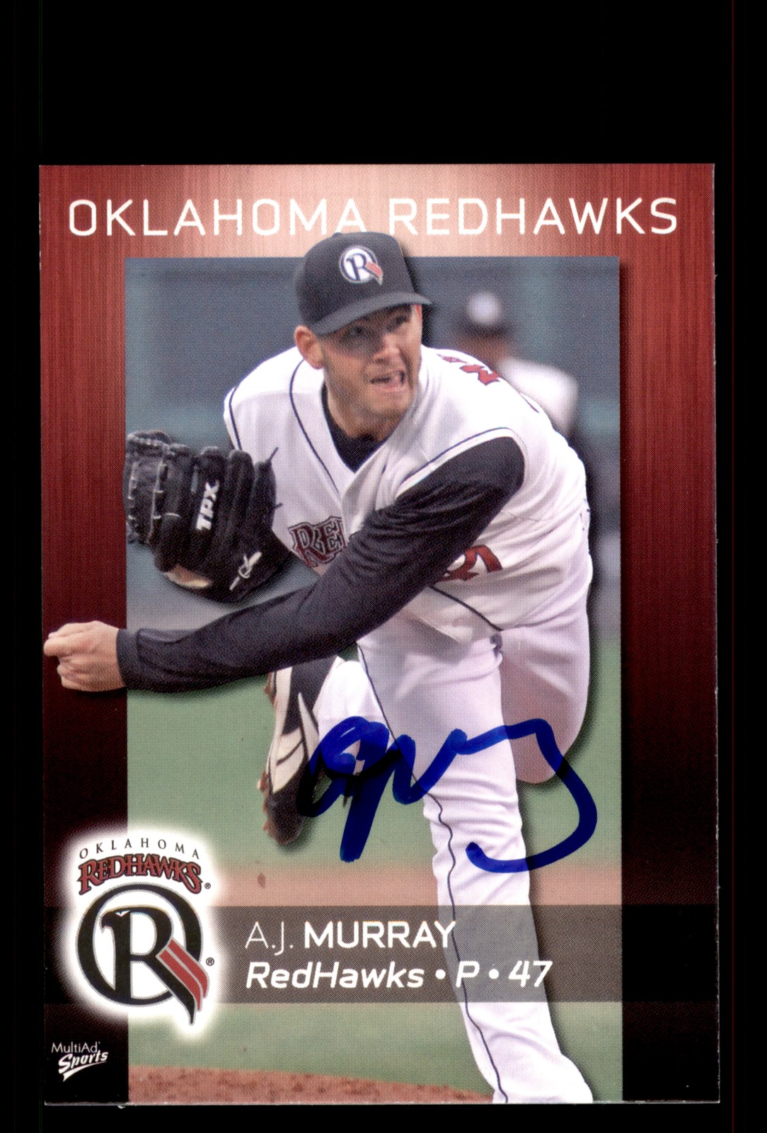 Signed Baseball Card Auto AJ Murray Multiad 2008 Oklahoma Redhawks