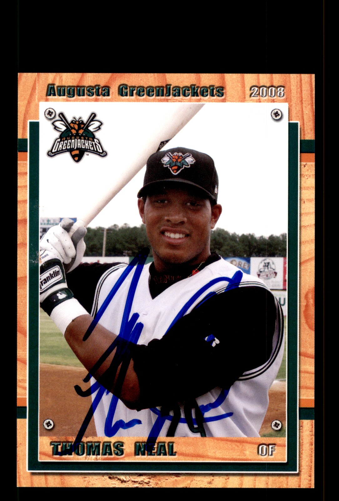 Signed Baseball Card Auto Thomas Neal 2008 Grandstand Augusta GreenJackets