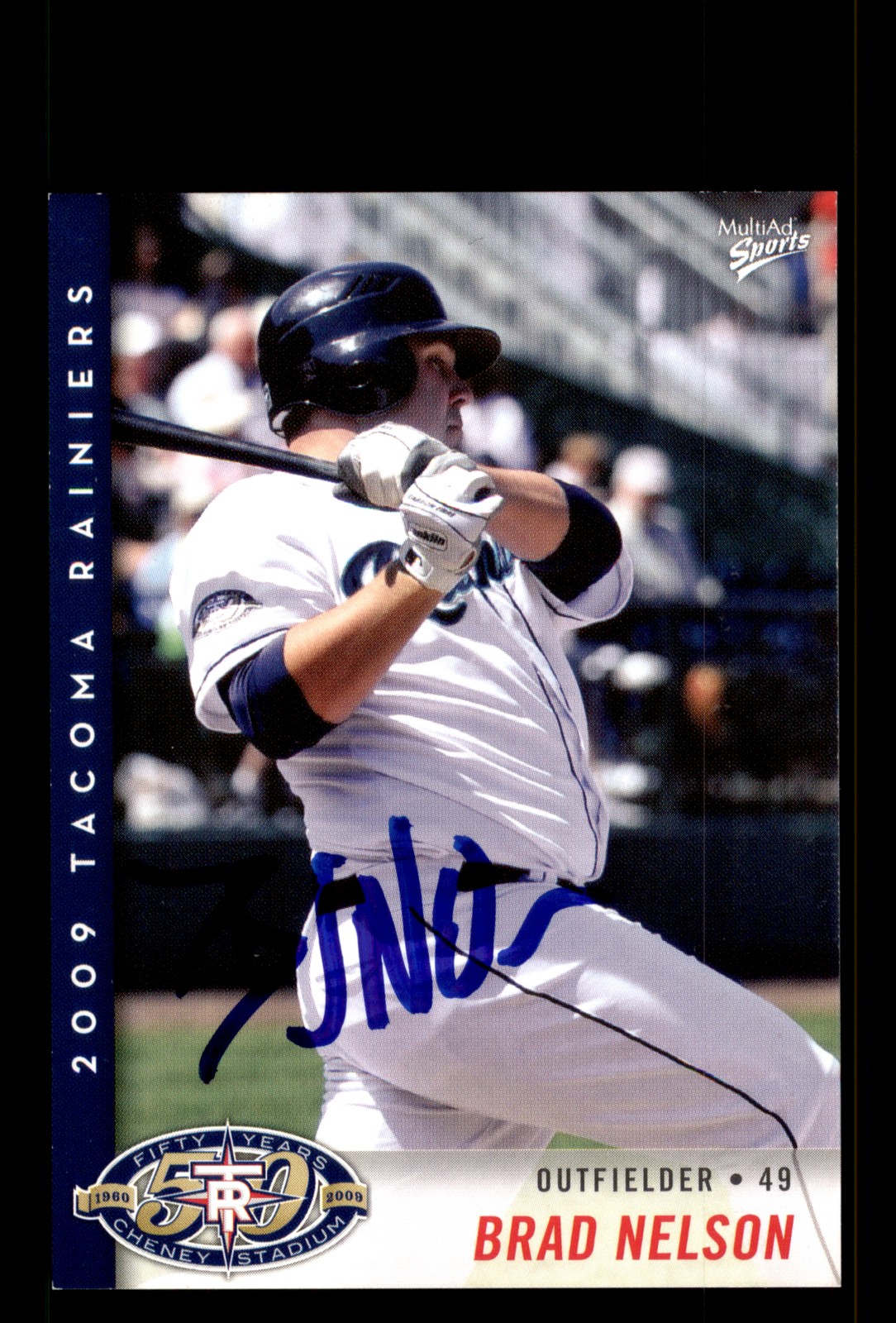 Signed Baseball Card Auto Brad Nelson 2009 MultiAd Tacoma Rainiers