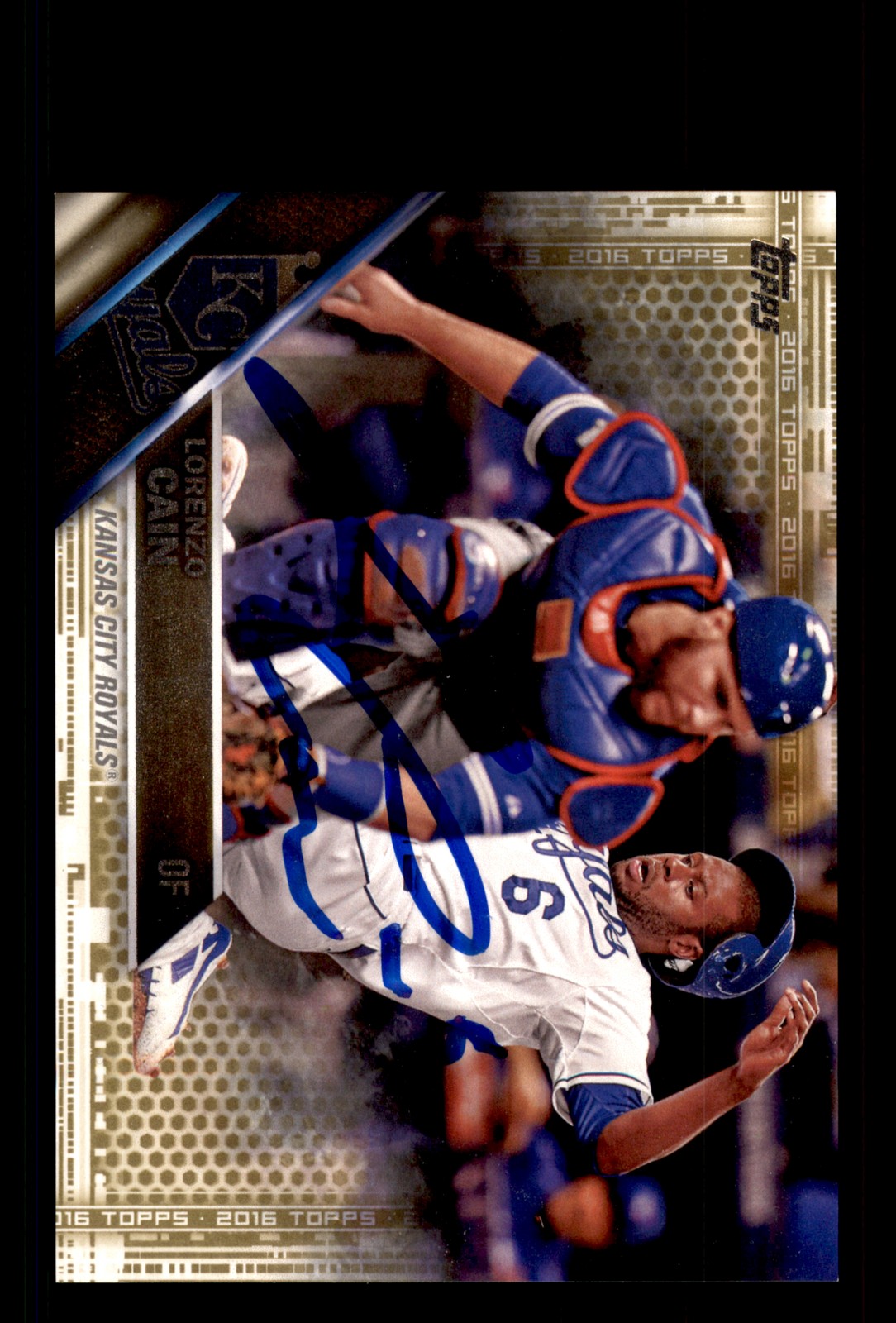 Signed Baseball Card Auto Lorenzo Cain 2016 Topps #696 Kansas City Royals Gold