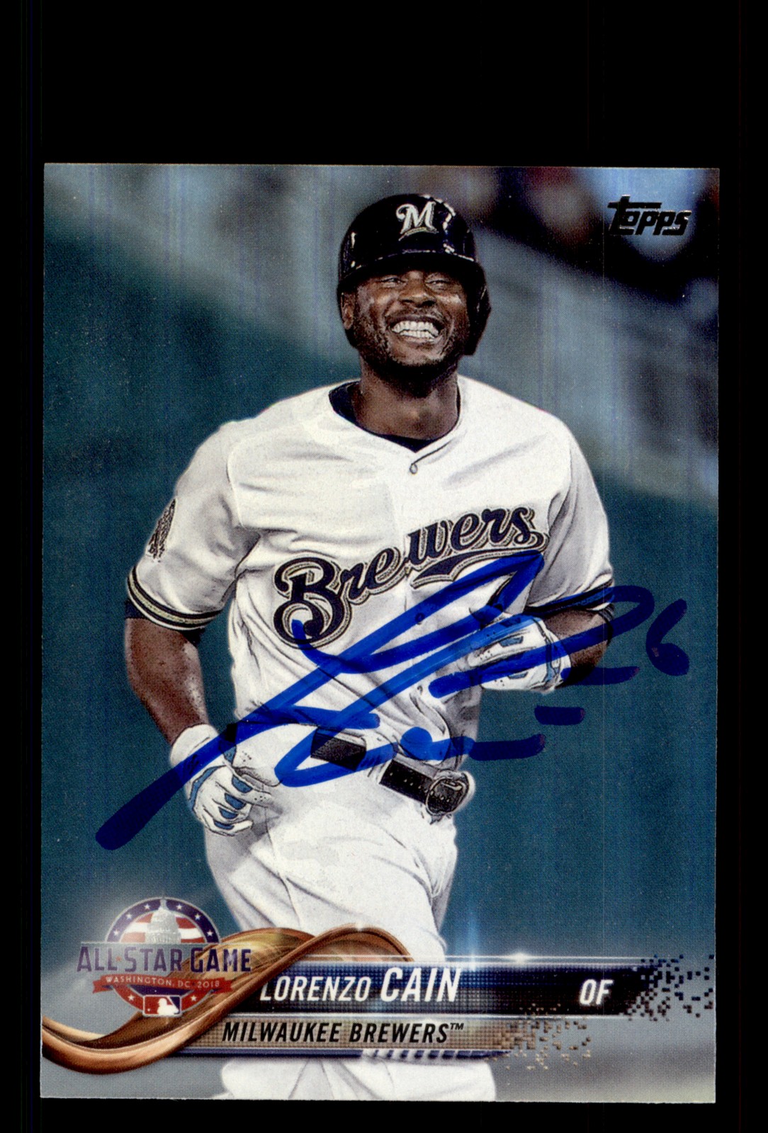 Signed Baseball Card Auto Lorenzo Cain 2018 Topps Update #US186 Brewers