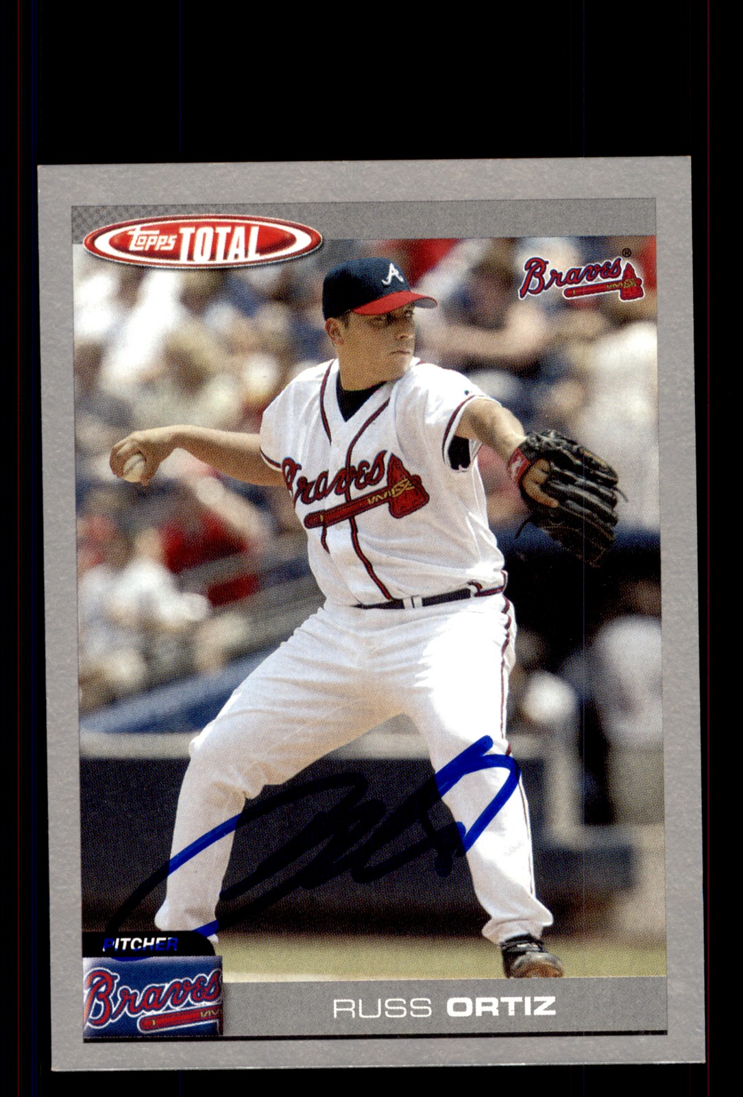 Signed Baseball Card Auto Russ Ortiz 2004 Topps Total #385 Braves Silver