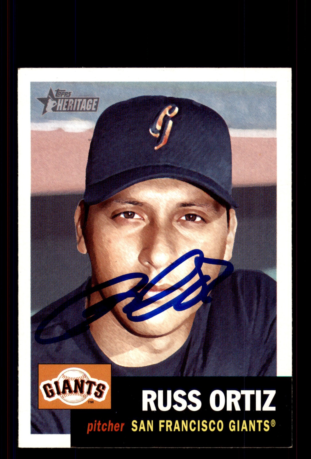 Signed Baseball Card Auto Russ Ortiz 2002 Topps Heritage #323 Giants