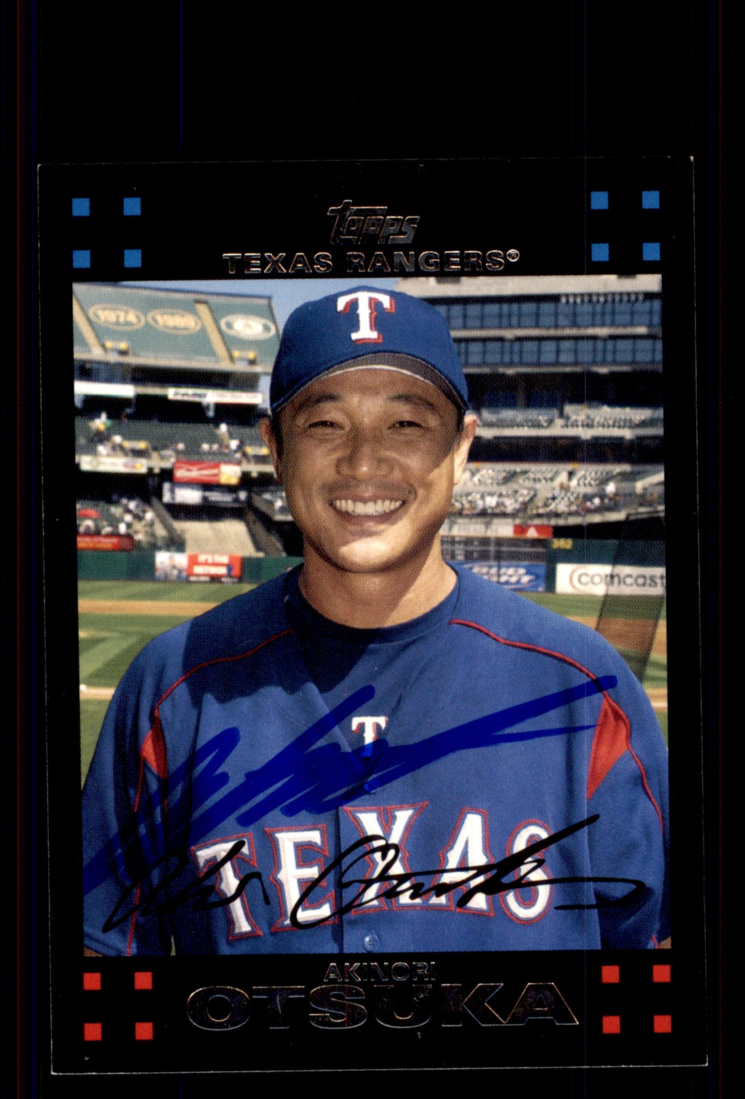 Signed Baseball Card Auto Akinori Otsuka 2007 Topps #506 Texas Rangers