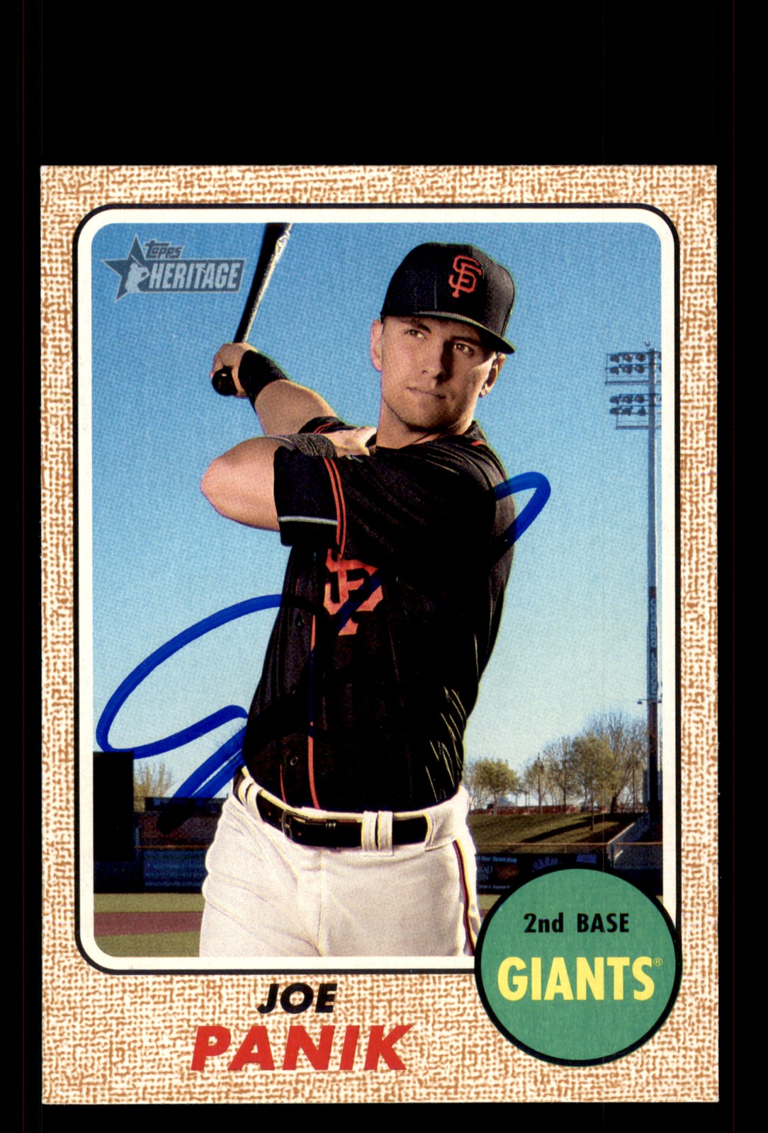 Signed Baseball Card Auto Joe Panik 2017 Topps Heritage #238 Giants