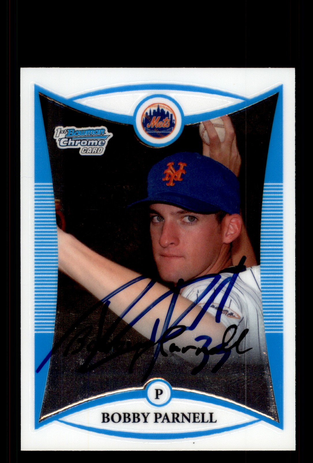 Signed Baseball Card Auto Bobby Parnell 2008 Bowman #BCP10 New York Mets