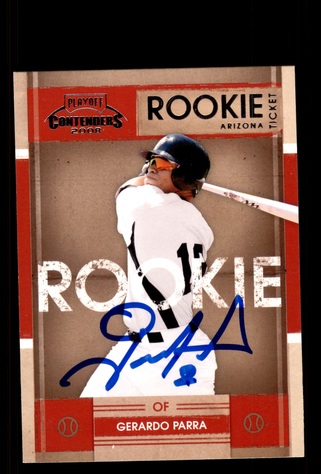 Signed Baseball Card Auto Gerardo Parra 2008 Playoff Contenders #23 Diamondbacks