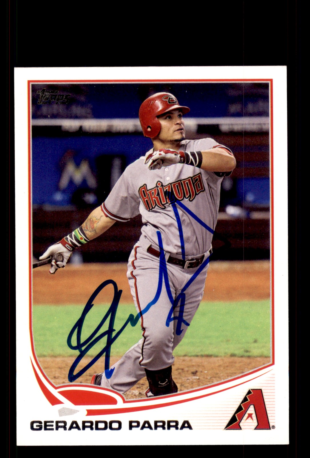 Signed Baseball Card Auto Gerardo Parra 2013 Topps #72 Diamondbacks