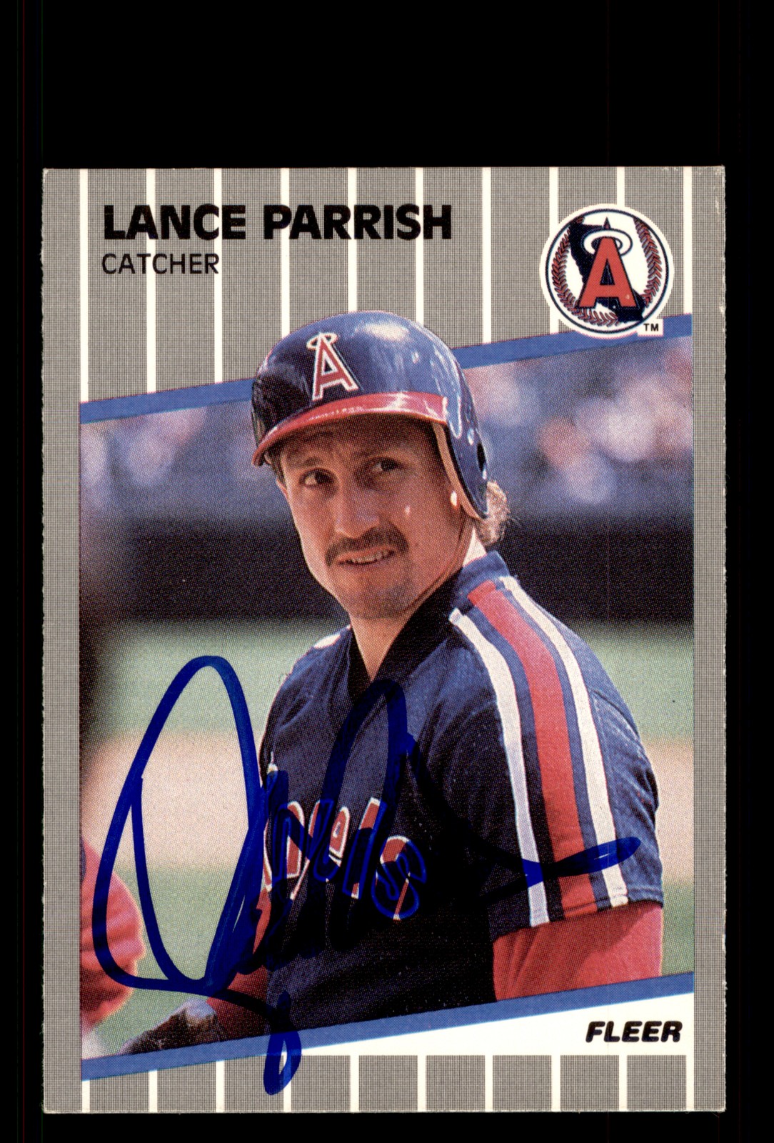 Signed Baseball Card Auto Lance Parrish 1989 Fleer #U-15 Angels