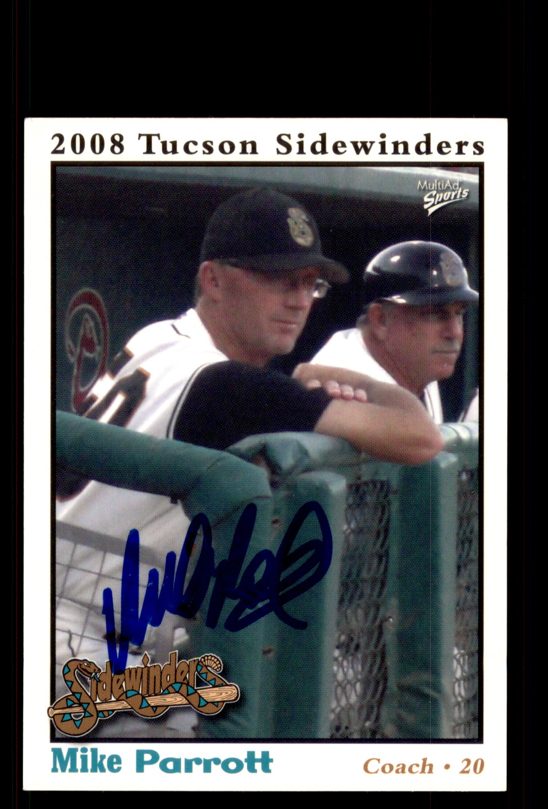 Signed Baseball Card Auto Mike Parrott 2008 MultiAd Tucson Sidewinders