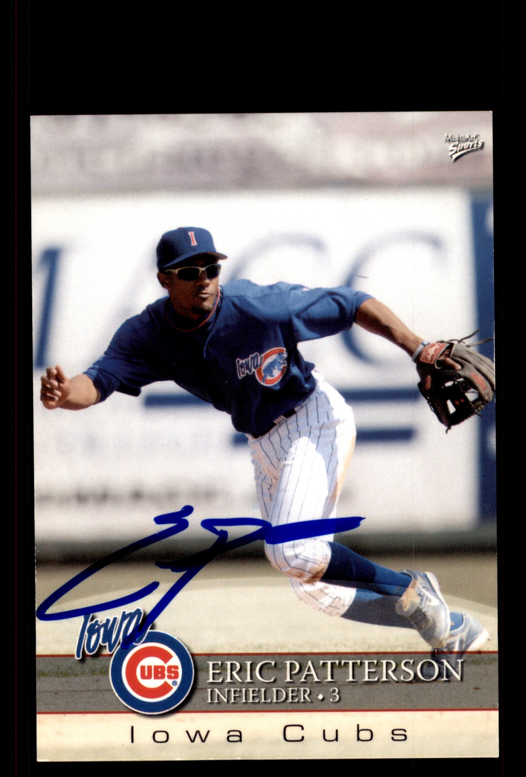 Signed Baseball Card Auto Eric Patterson 2008 MultiAd Iowa Cubs