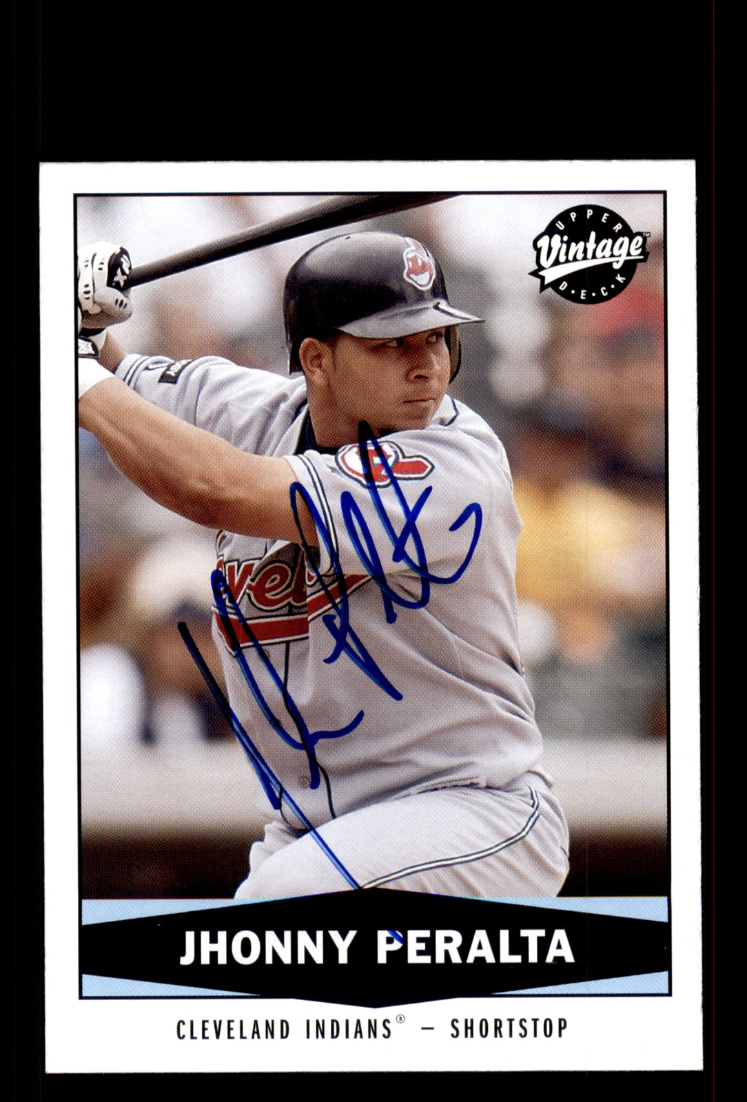 Signed Baseball Card Auto Jhonny Peralta 2004 Upper Deck Vintage #295 Indians