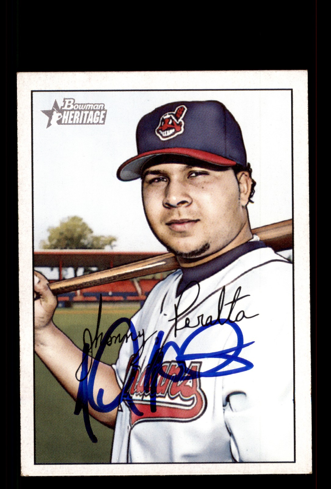 Signed Baseball Card Auto Jhonny Peralta 2007 Bowman Heritage #171 Indians