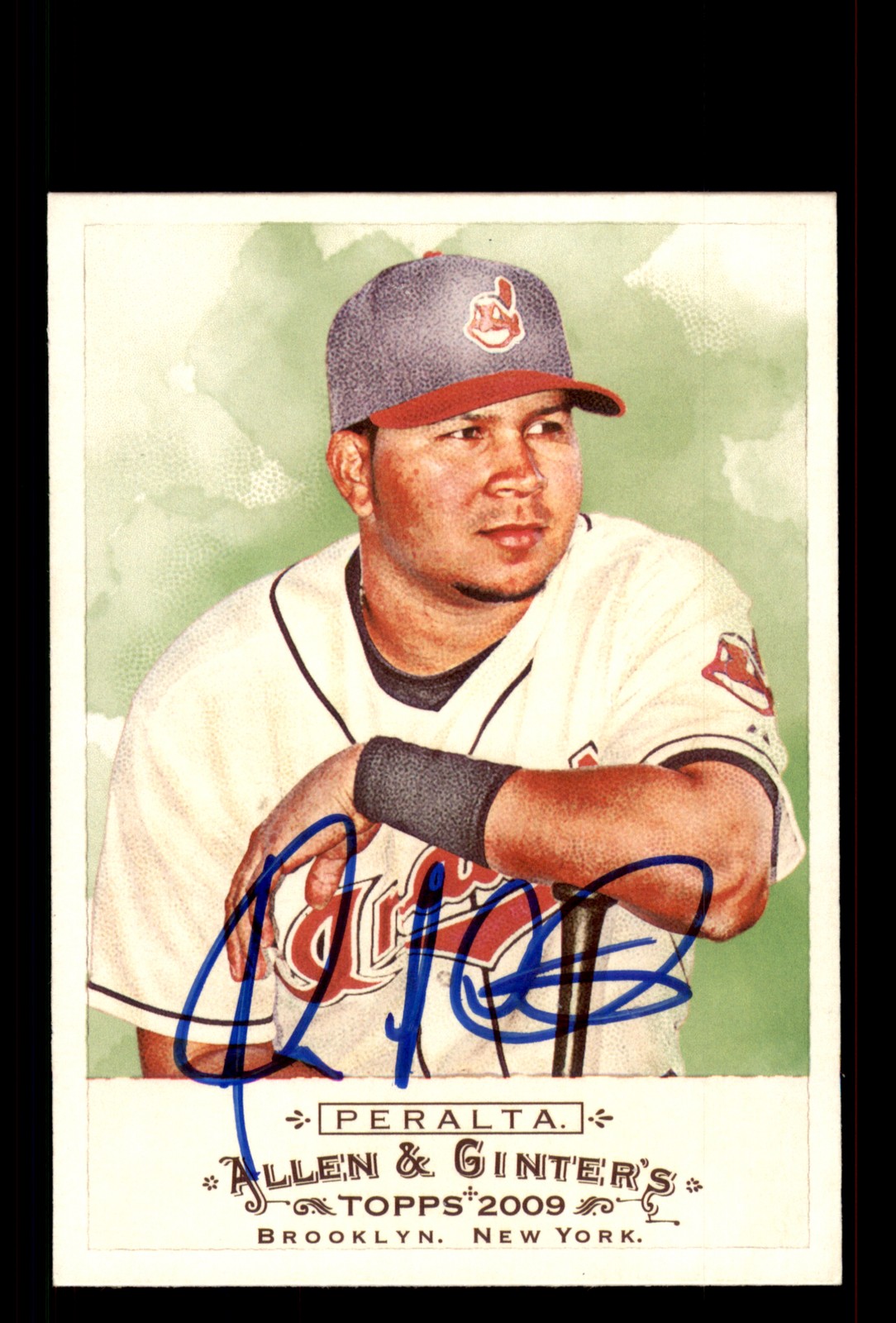 Signed Baseball Card Auto Jhonny Peralta 2009 Topps Allen & Ginter #197 Indians