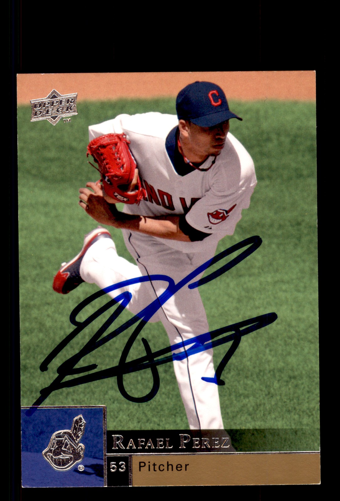 Signed Baseball Card Auto Rafael Perez 2009 Upper Deck #613 Cleveland Indians
