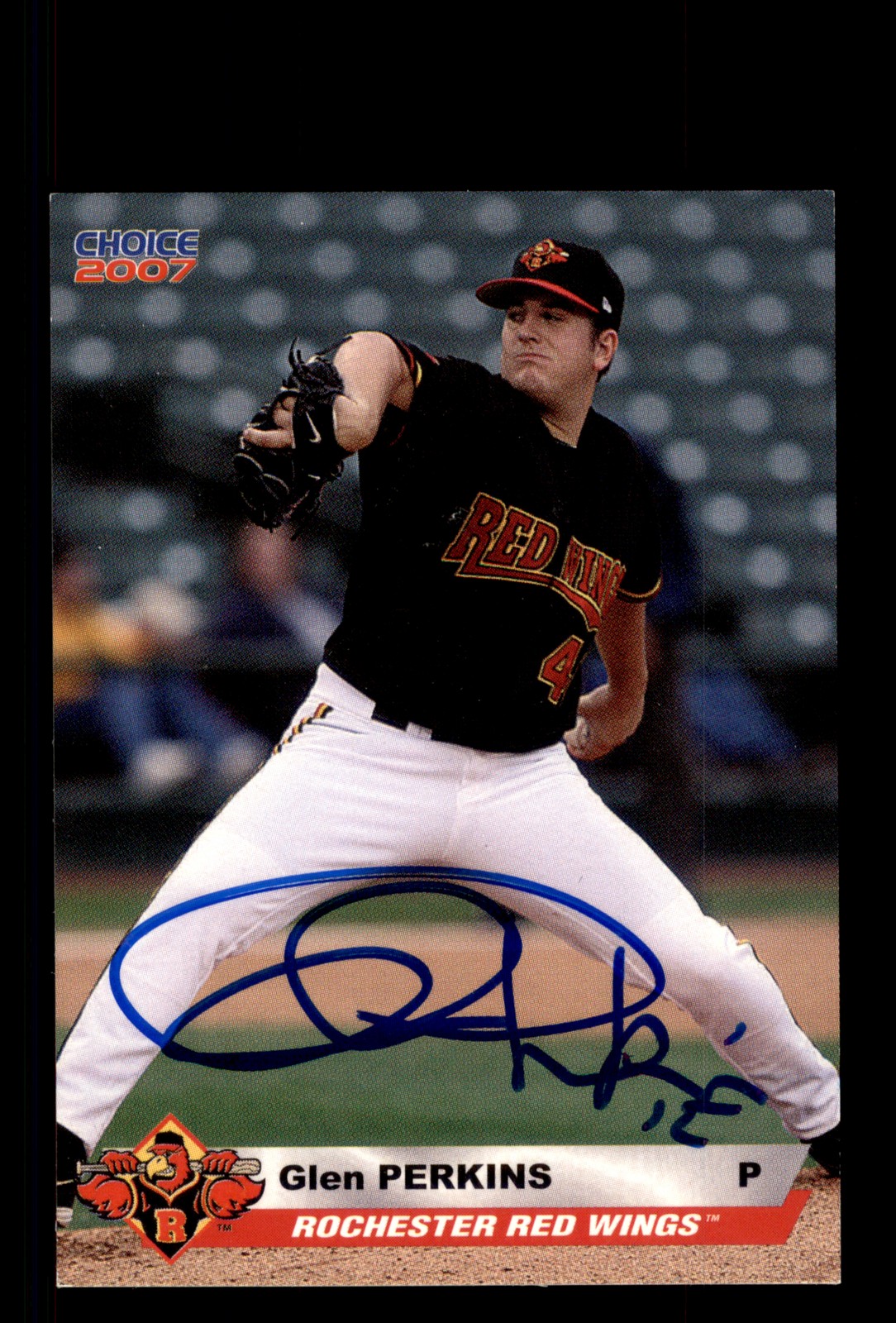 Signed Baseball Card Auto Glen Perkins 2007 Choice Rochester Red Wings
