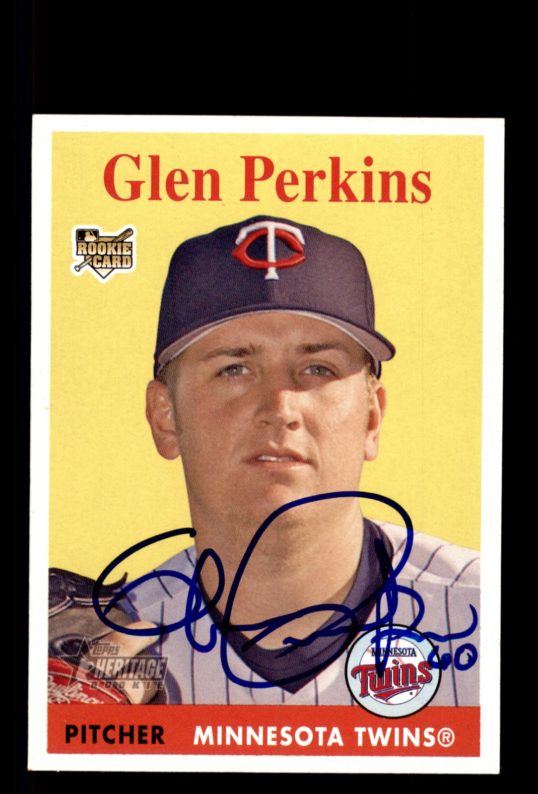 Signed Baseball Card Auto Glen Perkins 2007 Topps Heritage #467 Minnesota Twins