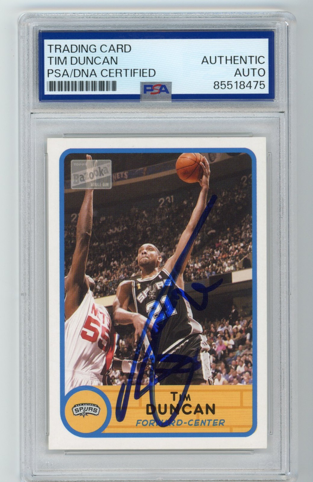 Signed Basketball Card Auto Tim Duncan 2003-04 Bazooka #100 Spurs PSA/DNA