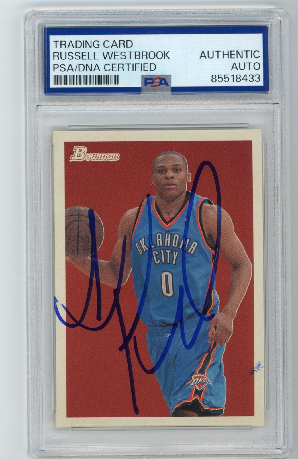 Signed Basketball Card Auto Russell Westbrook 2009-10 Bowman 48 #55 PSA/DNA