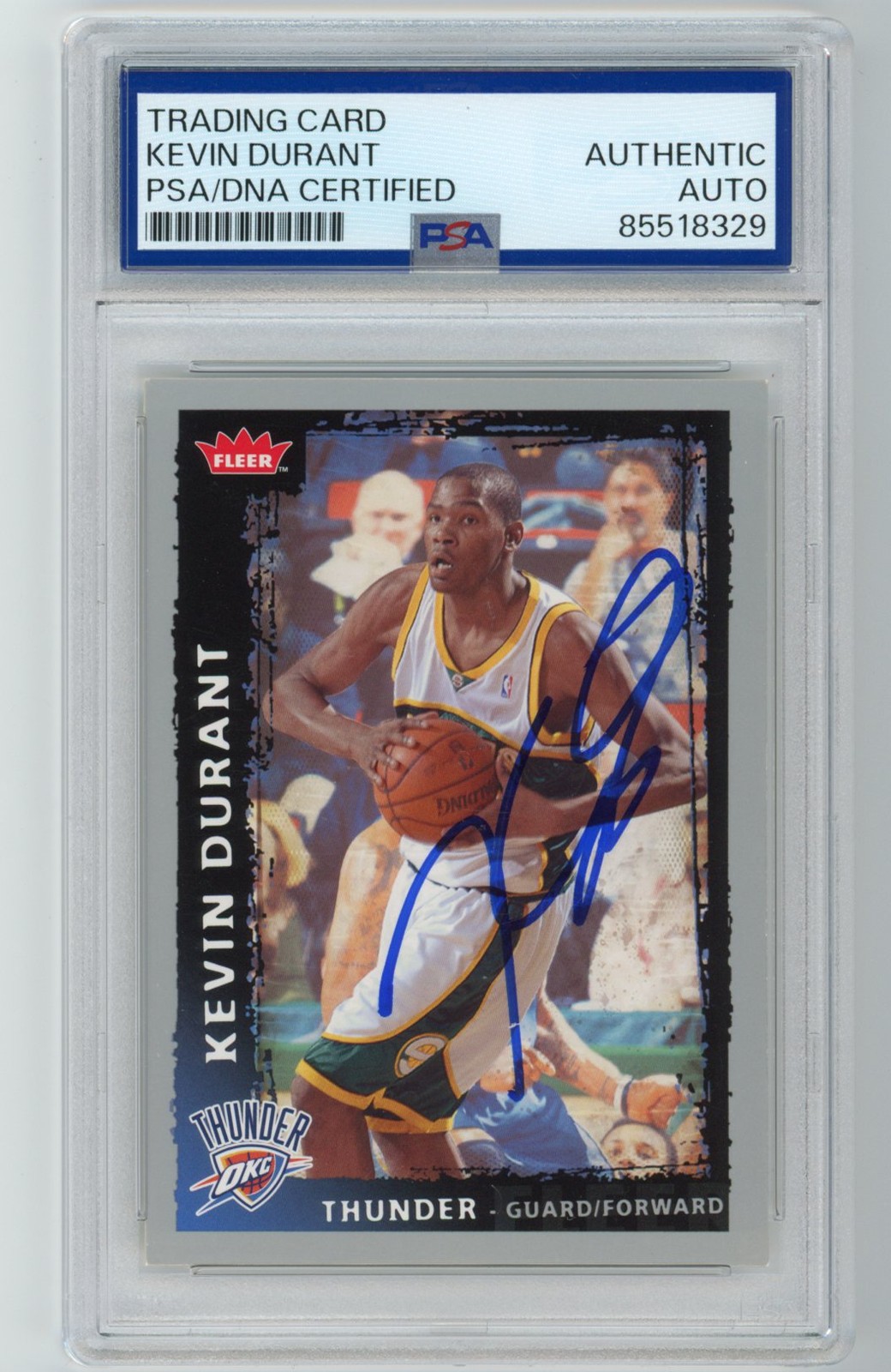 Signed Basketball Card Auto Kevin Durant 2008-09 Fleer #195 PSA/DNA