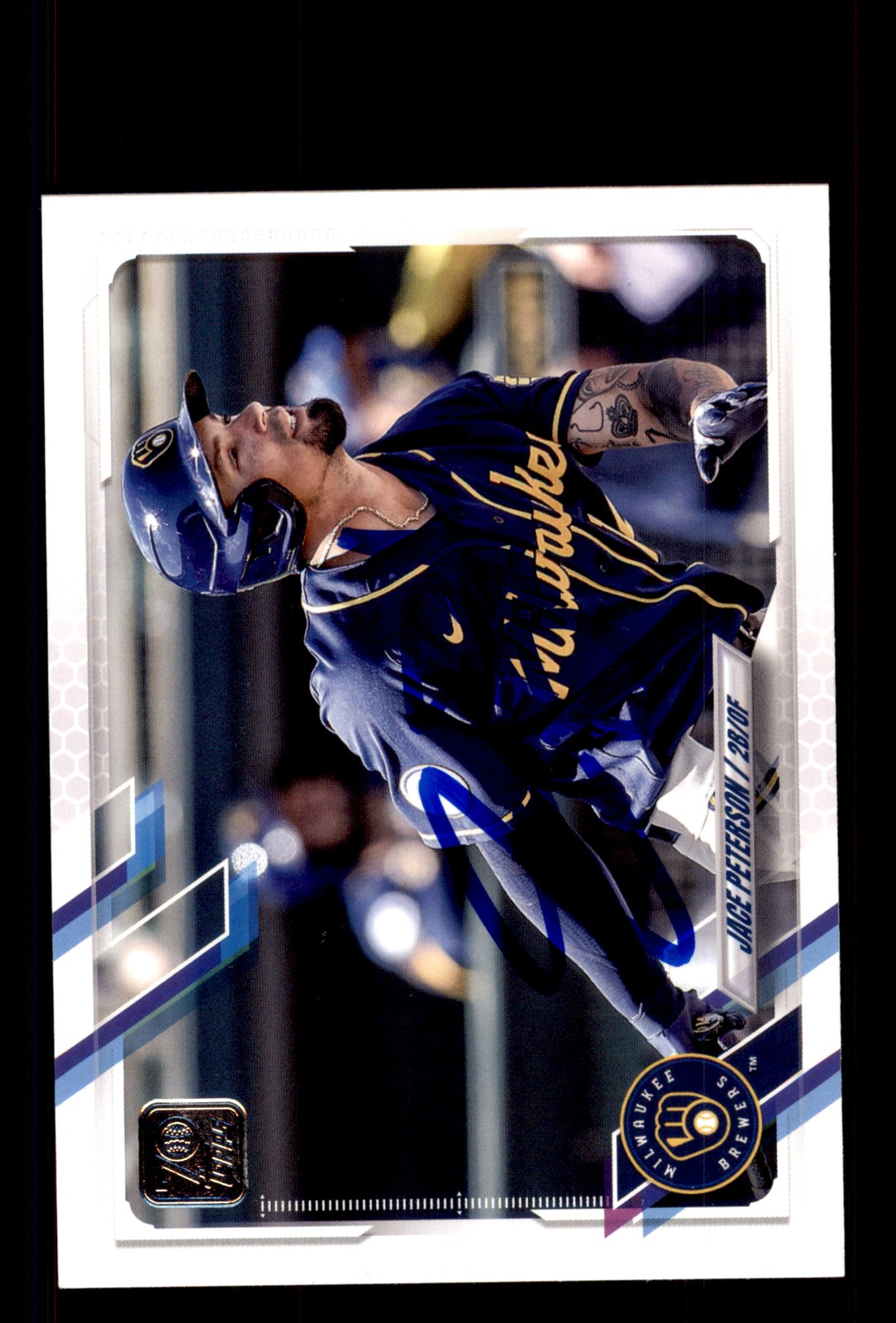 Signed Baseball Card Auto Jace Peterson 2021 Topps #US112 Milwaukee Brewers
