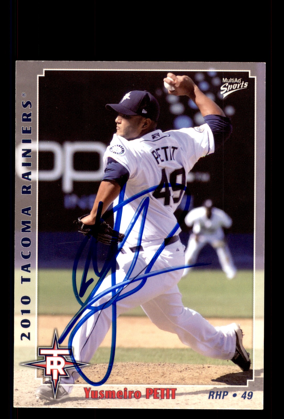 Signed Baseball Card Auto Yusmeiro Petit 2010 MultiAd Tacoma Rainiers