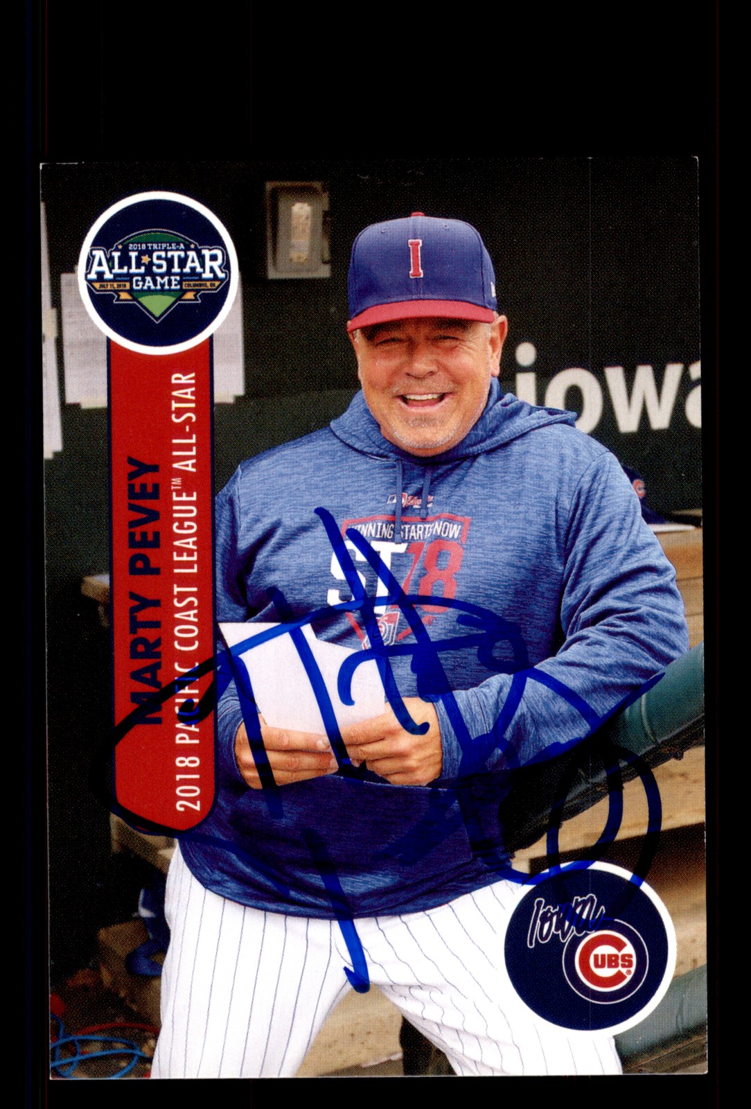 Signed Baseball Card Auto Marty Pevey 2018 Pacific Coast League All-Stars