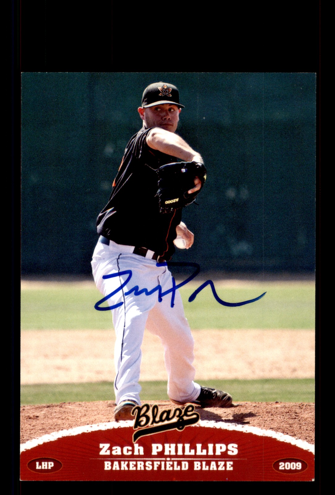 Signed Baseball Card Auto Zach Phillips 2009 Grandstand Bakersfield Blaze