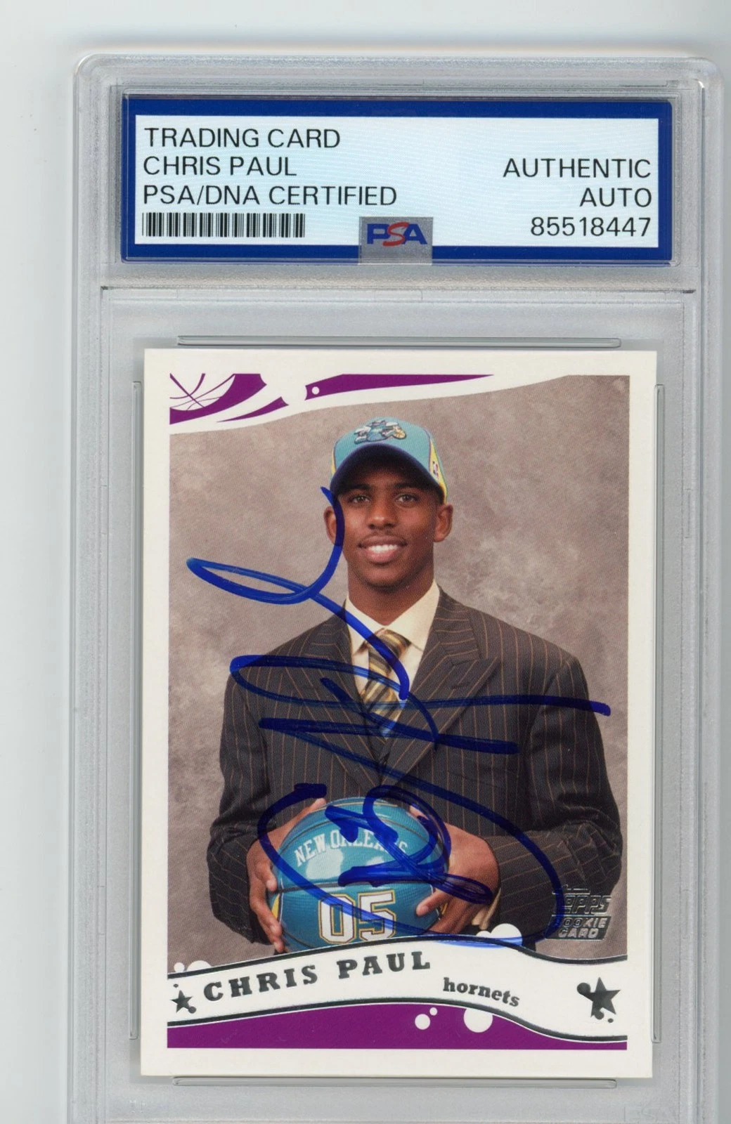 Signed Basketball Card Auto Chris Paul 2005-06 Topps #224 RC Rookie PSA/DNA