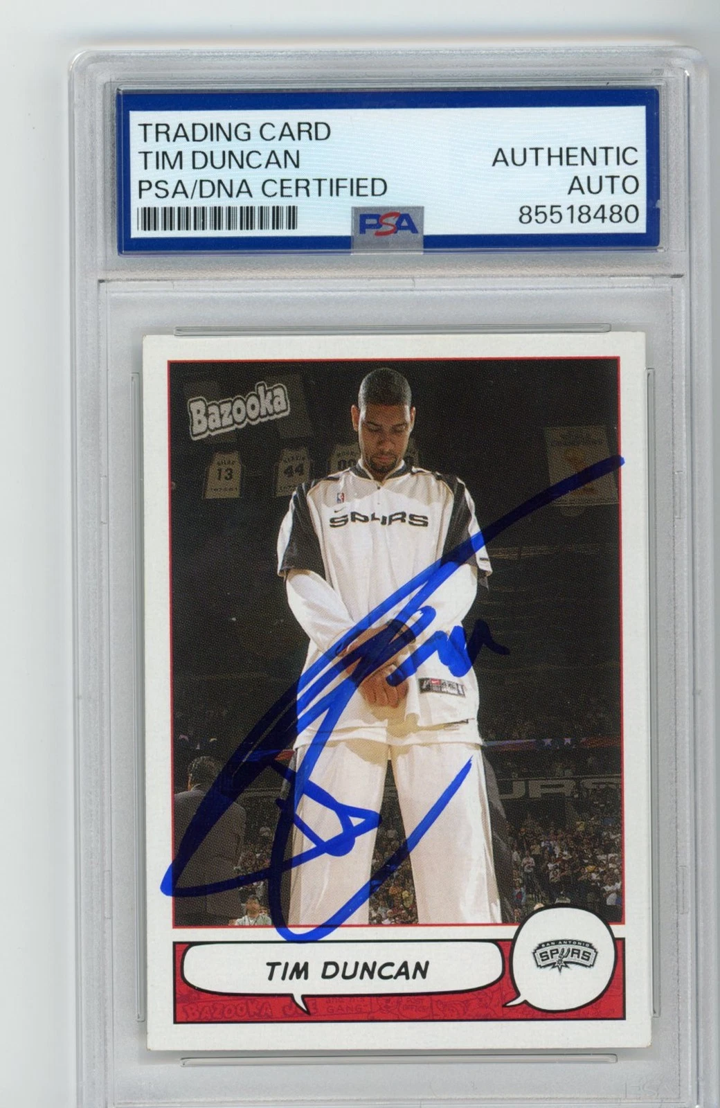 Signed Basketball Card Auto Tim Duncan 2004-05 Topps Bazooka #21 PSA/DNA