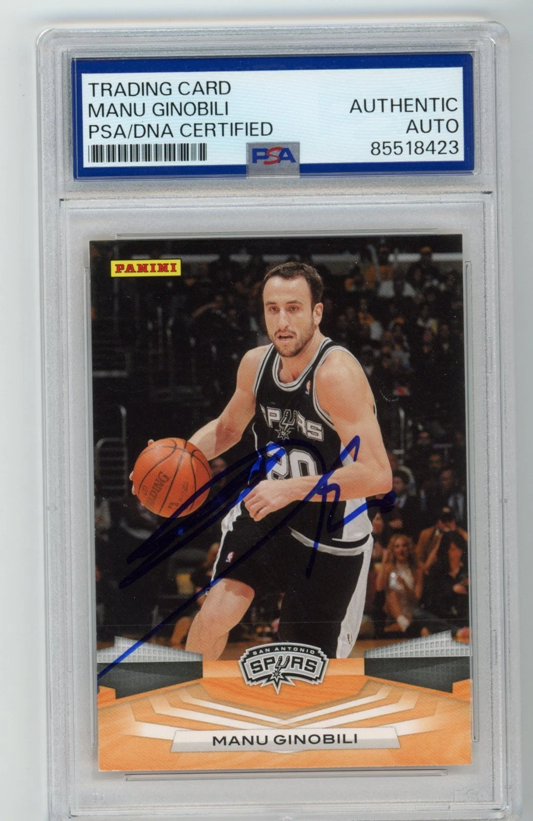 Signed Basketball Card Auto Manu Ginobili 2009-10 Panini #193 Spurs PSA/DNA
