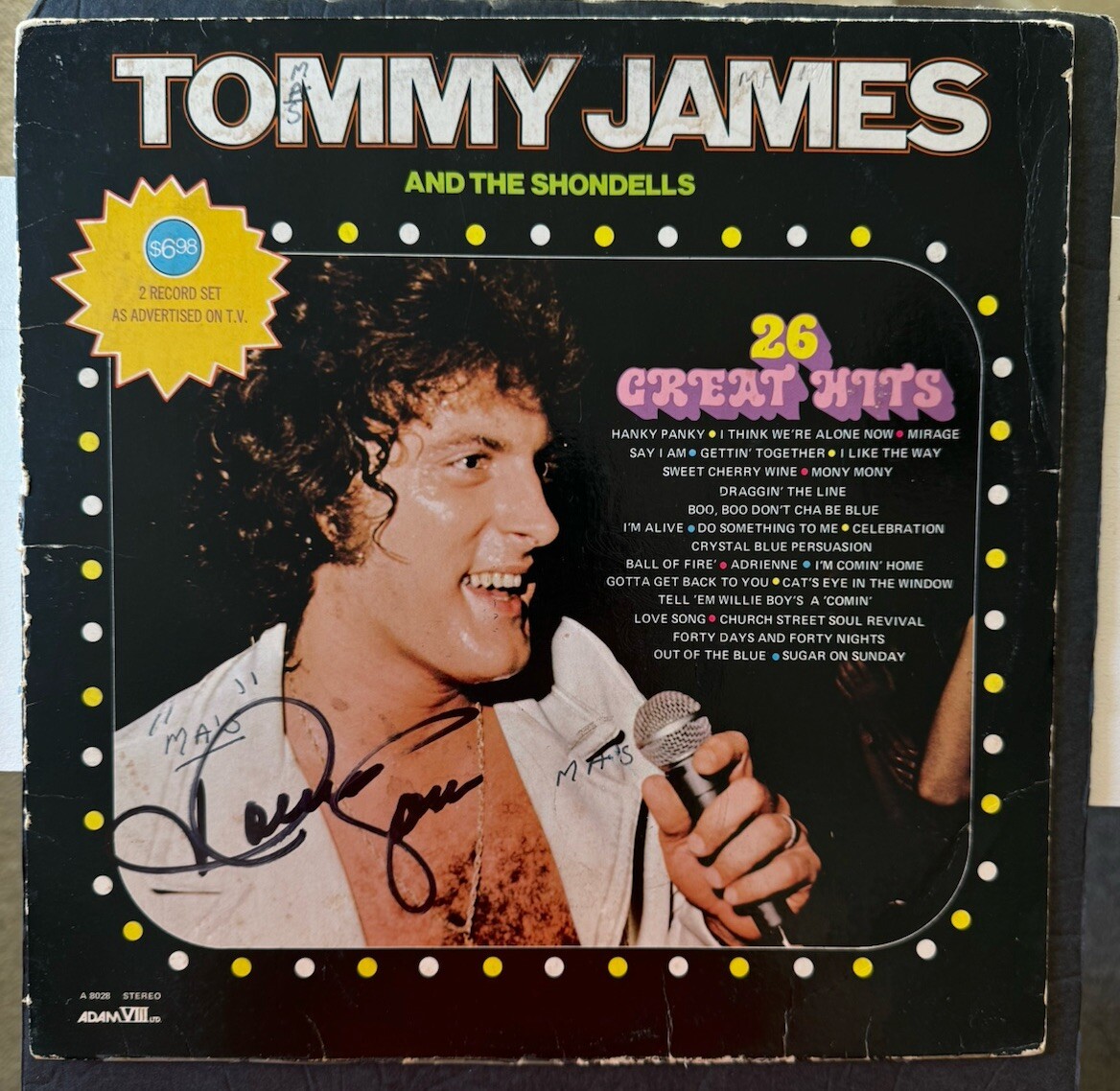 TOMMY JAMES SIGNED VINYL 26 Greatest Hits ALBUM JSA COA AUTOGRAPHED Record Lp
