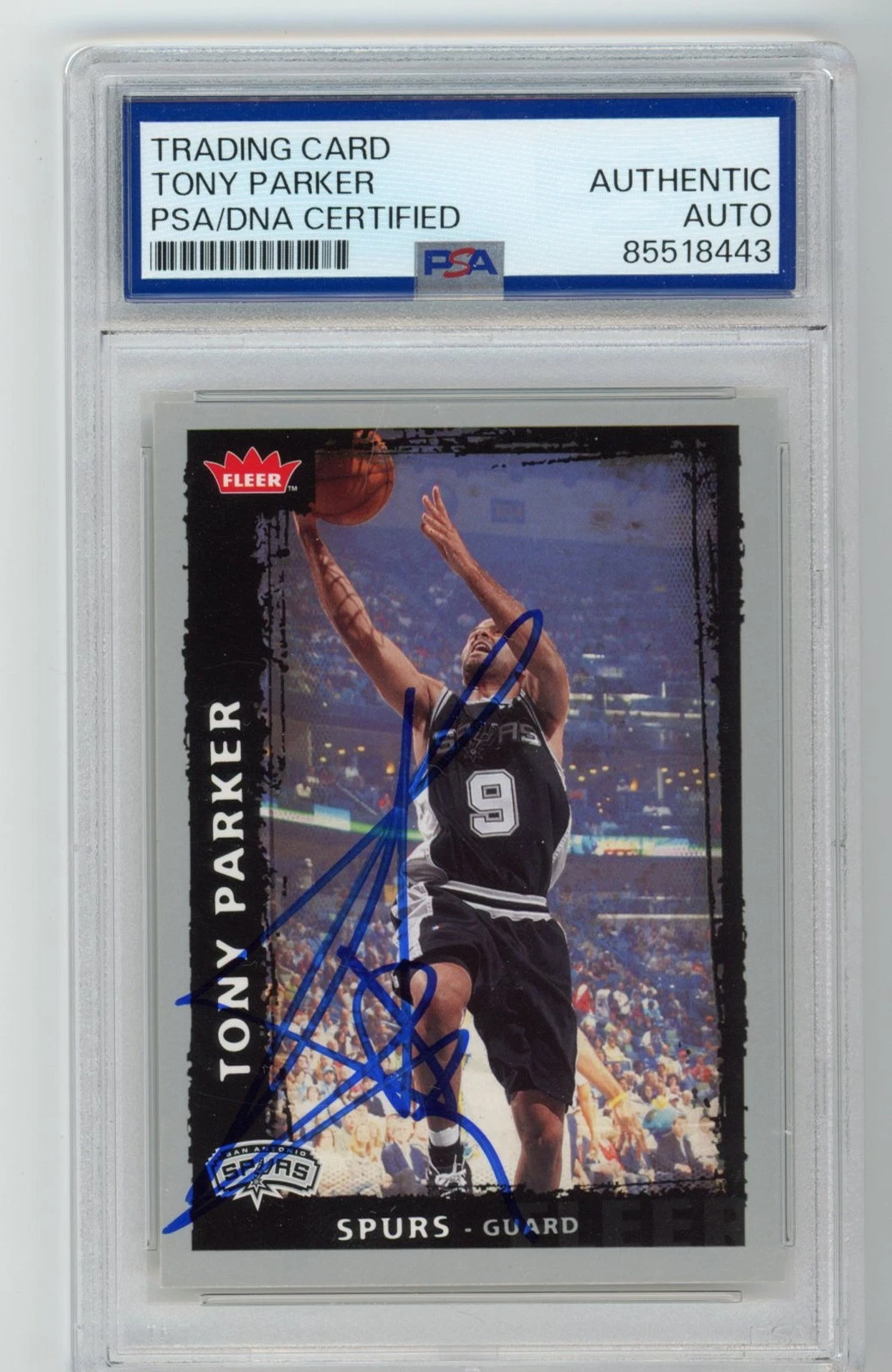 Signed Basketball Card Auto Tony Parker 2008-09 Fleer #115 Spurs PSA/DNA