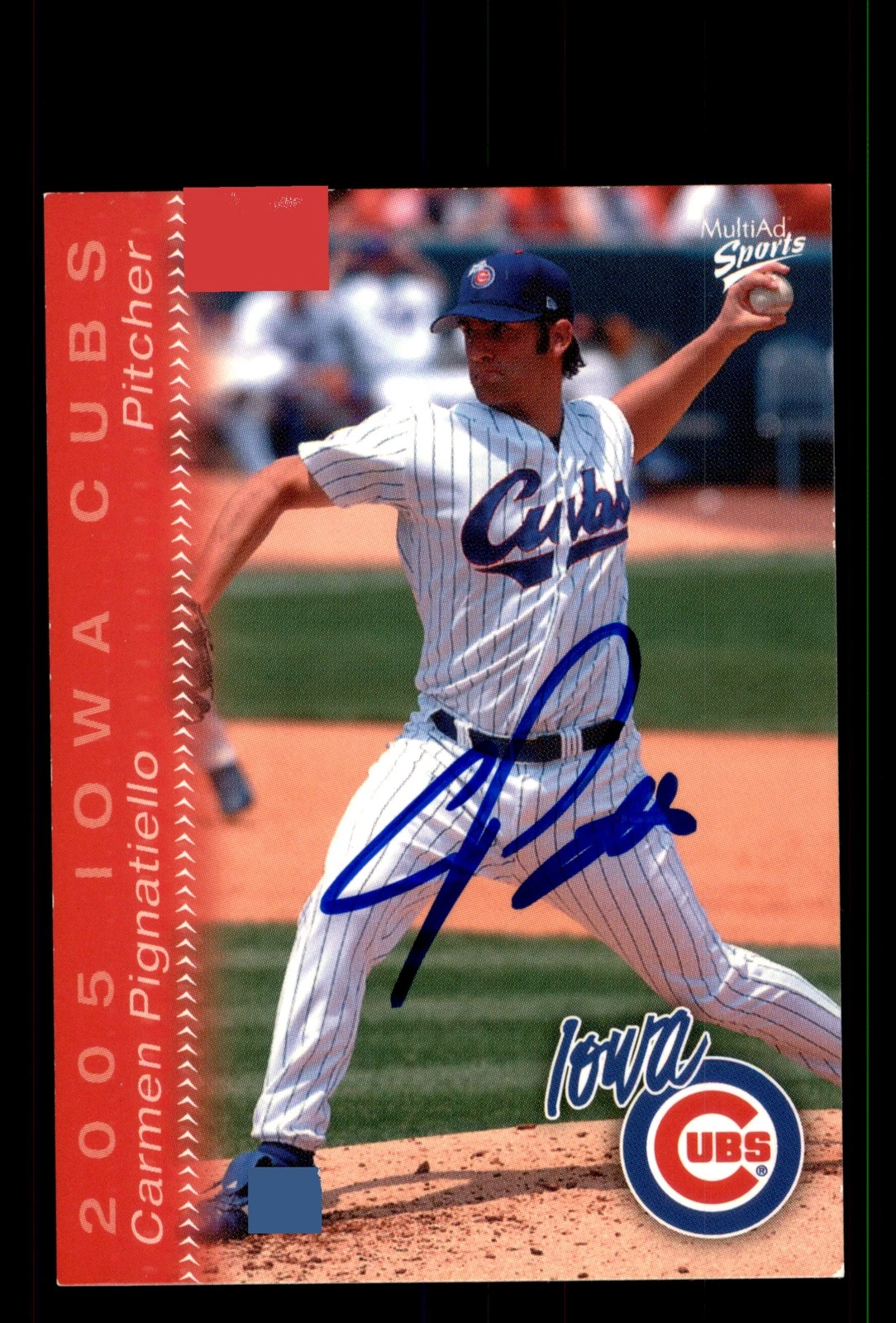 Signed Baseball Card Auto Carmen Pignatiello 2005 MultiAd Iowa Cubs